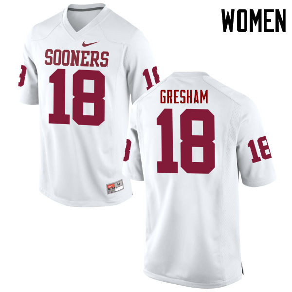 Women Oklahoma Sooners #18 Jermaine Gresham College Football Jerseys Game-White